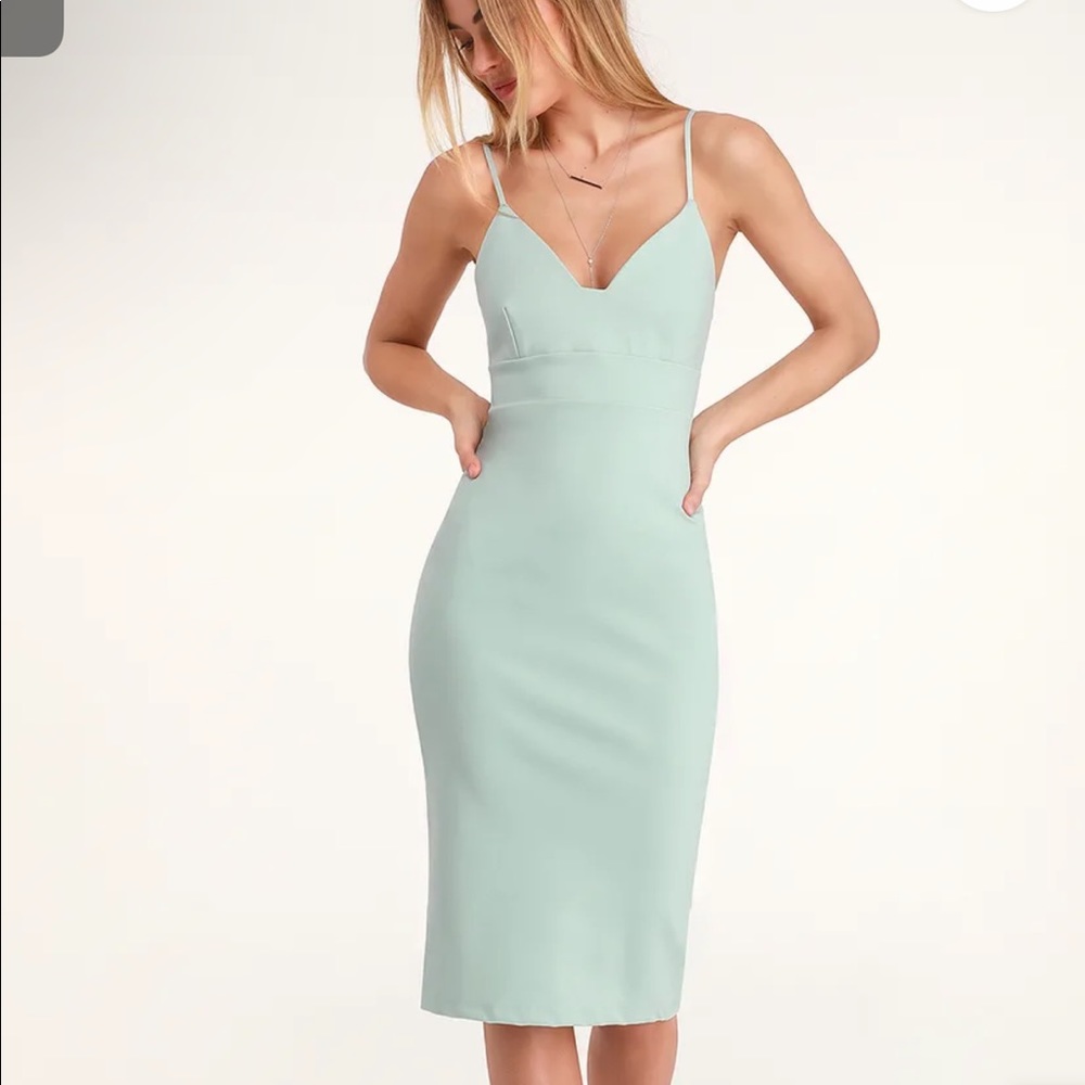 Lulus Don't Tell 'Em Light Blue Bodycon Midi Dress